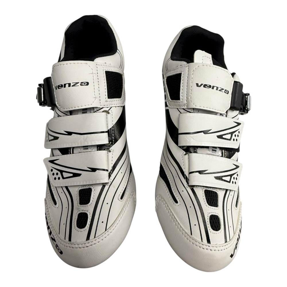 Venzo‎ RX Cycling Shoes White Black Women’s 6.5 / Men’s 5 EU 38 SPD W/O Clips